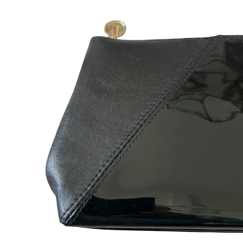 Yves Saint Laurent YSL Beaute Makeup Bag Travel Pouch Black Patent Clutch NEW